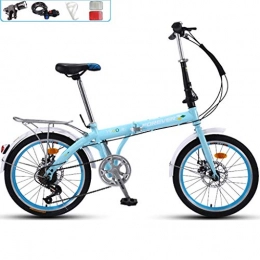 GWM Folding Bike GWM Portable Folding Bicycle-20 Inch Wheel 7 Speeds Double Disc Brake System Adult Children Outdoor Sport Bicycle (Color : Blue)