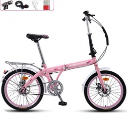 GWM Bike GWM Portable Folding Bicycle-20 Inch Wheel Children Adult City Commuter Bicycle, Single Speed (Color : Pink)