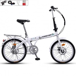 GWM Bike GWM Portable Folding Bicycle-20 Inch Wheel Children Adult City Commuter Bicycle, Single Speed (Color : White)