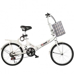 GWM Folding Bike GWM Portable Folding Bicycle Adult Children Bike Variable 6 Speeds Bicycle White with Basket (Color : Type B)