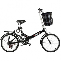 GWM Folding Bike GWM Portable Folding Bicycle Adult Children Bike Variable 6 Speeds Bicycle with Basket (Color : A)