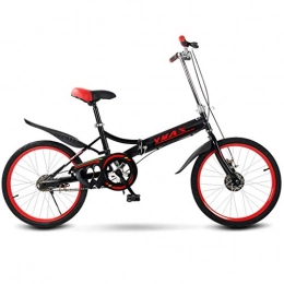 GWM Bike GWM Portable Folding Bicycle Shock Bicycle Women and Man City Commuter Bicycle Single Speed, Red-Black (Size : Medium Size)