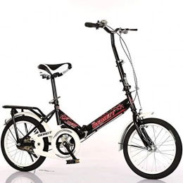GWM Folding Bike GWM Portable Folding Bicycle Single Speed Bicycle Adult Child Outdoor Sport Bicycle with Basket (Color : Black, Size : Adult)