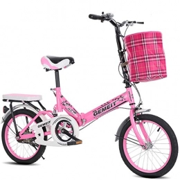 GWM Bike GWM Portable Folding Bicycle Single Speed Bicycle Adult Child Outdoor Sport Bicycle with Basket (Color : Pink, Size : Adult)