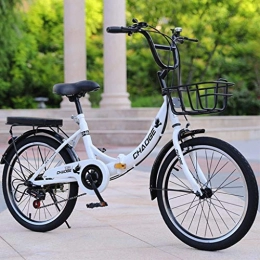 GWM Bike GWM Portable Folding Bicycle Variable 6 Speed Children Go To School Outdoor Sport Bicycle 3 Colours with Basket (Color : White)