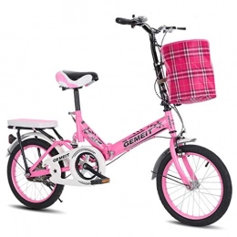 GWM Folding Bike GWM Small Portable Foldable Bicycle Comfortable Seat Shock-absorbing Bicycle Men Women Single Speed Bicycle City Activity Bicycle (Color : Pink)