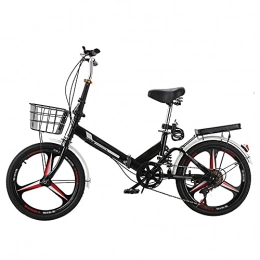 GWXSST Folding Bike GWXSST Bicycle Black Mountain Bike Folding Bike Shock Absorbing, Variable Speed Running On The Highway, With Back Seat And Basket, Lightweight And Stylish C