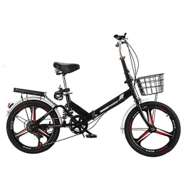 GWXSST Bike GWXSST Black Folding Bike Mountain Bike Shock Absorb, Bicycle Running On The Highway, With Back Seat And Basket, Lightweight And Stylish Variable Speed C