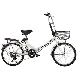 GWXSST Folding Bike GWXSST Folding Bike White Bicycle Mountain Bike The Highway, ​Shock ​Absorbing Lightweight And Stylish, Variable Speed Running On, With Back Seat And Basket C