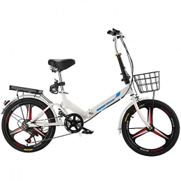 GWXSST Folding Bike GWXSST Mountain Bike White Bicycle Running On The Highway, With Back Seat And Basket, Lightweight And Stylish Variable Speed, Folding Bike Shock Absorbing C