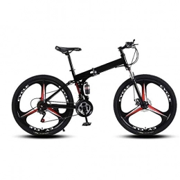 GWYX Folding Bike GWYX Mountain Bikes, Folding High Carbon Steel Frame 24 Inch Variable Speed Double Shock Absorption Three Cutter Wheels Foldable Bicycle, Suitable for People with A Height Of 145-160Cm, Black-21 speed