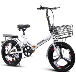 gxj Bike gxj 20" Folding Bikes, 6 Speed Portable Lightweight City Bike Compact Foldable Bicycles 3 Spoke Wheel for Mens Women Teenager Urban Commuter(Color:White)