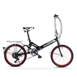 gxj Bike gxj 20 Inch Folding Bicycle, 6 Speed Comfortable Lightweight City Bike Shock Absorber Foldable Bikes for Mens Women Teenager Urban Commuter(Color:Black)