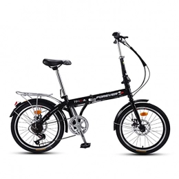 gxj Folding Bike gxj 20-inch Folding Bike, 7 Speed and Shock Absorption Lightweight Portable Foldable Bicycles Suitable for Men and Women Students, Black
