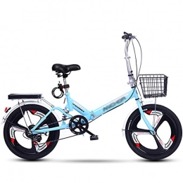 gxj Bike gxj 20 Inch Folding City Bicycles, 6 Speed 3 Spoke Wheels Foldable Bike Dual Disc Brakes Shock Absorption Commuter Tires for Women Men Teenagers, Blue