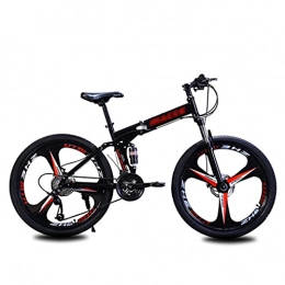 gxj Folding Bike gxj Folding Bike 21 Speed Mountain Bike 3-Spoke Wheels MTB Dual Disc Brakes Dual Suspension Foldable Bicycles for Women Men Teenagers, Black(Size:26 inch)