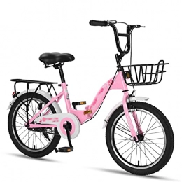 gxj Folding Bike gxj Portable Lightweight Folding City Bike, Single-speed Dual Disc Brakes, Comfortable Saddle, Foldable Bicycles Suitable for Men Women Teenagers, Pink(Size:18 inch)