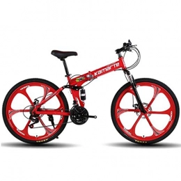 GXQZCL-1 Folding Bike GXQZCL-1 26" Mountain Bikes / Bicycles, Foldable Hardtail Bike, Carbon Steel Frame, with Dual Disc Brake and Double Suspension, 21 Speed, 24 Speed, 27 Speed MTB Bike (Color : Red, Size : 24 Speed)