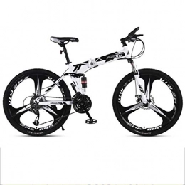 GXQZCL-1 Folding Bike GXQZCL-1 26inch Mountain Bike, Folding Carbon Steel Frame Bicycles, Full Suspension and Dual Disc Brake, 21-speed, 24-speed, 27-speed MTB Bike (Color : Black, Size : 21-speed)
