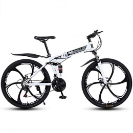 GXQZCL-1 Folding Bike GXQZCL-1 Foldable Mountain Bike, Carbon Steel Frame Bike, with Dual Disc Brake Double Suspension MTB Bike (Color : White, Size : 21 Speed)