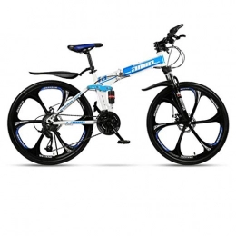 GXQZCL-1 Folding Bike GXQZCL-1 Foldable Mountain Bike, Hardtail Bicycles, Dual Disc Brake and Double Suspension, Carbon Steel Frame MTB Bike (Color : Blue, Size : 27-speed)