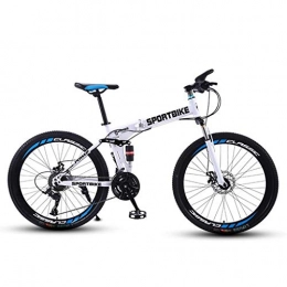 GXQZCL-1 Bike GXQZCL-1 Mountain Bike, Fold Hardtail Bicycles, Carbon Steel Frame, Dual Disc Brake and Double Suspension MTB Bike (Color : White, Size : 24 Speed)