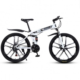 GXQZCL-1 Folding Bike GXQZCL-1 Mountain Bikes, 26" Foldable Mountain Bicycles, Carbon Steel Frame, with Dual Disc Brake and Double Suspension MTB Bike (Color : White, Size : 24 Speed)