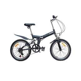 Gyj&mmm Folding Bike Gyj&mmm 20-inch folding bike, ultra-light portable folding mountain bike bicycle, 20-inch 6-speed full shock mountain, disc brakes, men and women, adult bicycles, Black