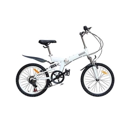 Gyj&mmm Folding Bike Gyj&mmm 20-inch folding bike, ultra-light portable folding mountain bike bicycle, 20-inch 6-speed full shock mountain, disc brakes, men and women, adult bicycles, White