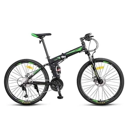 Gyj&mmm Folding Bike Gyj&mmm 26-inch folding bicycle mountain bike, 27-speed off-road double-damping mountain bike, male student youth adult city riding off-road bicycle, Green