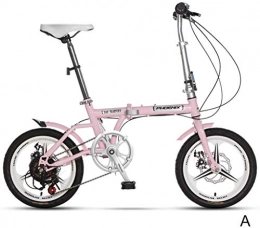 Gyj&mmm Bike Gyj&mmm Children's bicycle 16 inch, folding bike, ultra light youth student boy girl adult model portable speed double disc brake safety exercise, Pink