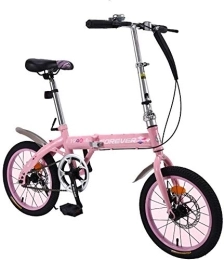 Gyj&mmm Folding Bike Gyj&mmm Children's wheel 20 inch bicycle, folding bike, high carbon steel frame double disc brakes ultra light portable shift adult male and female students, Pink