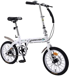 Gyj&mmm Folding Bike Gyj&mmm Children's wheel 20 inch bicycle, folding bike, high carbon steel frame double disc brakes ultra light portable shift adult male and female students, White