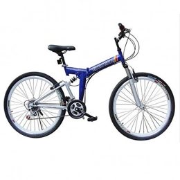 Gyj&mmm Folding Bike Gyj&mmm Folding bicycle, 24-26 inch 21 speed folding mountain bike, front and rear V brakes, shock absorber mountain bike, Speed car, Blue, 26inches