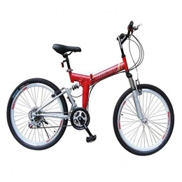 Gyj&mmm Folding Bike Gyj&mmm Folding bicycle, 24-26 inch 21 speed folding mountain bike, front and rear V brakes, shock absorber mountain bike, Speed ​​car, Red, 24inches
