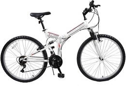 Gyj&mmm Bike Gyj&mmm Folding bicycle, 24-26 inch 21 speed folding mountain bike, front and rear V brakes, shock absorber mountain bike, Speed ​​car, White, 26inches