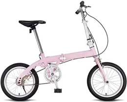 Gyj&mmm Folding Bike Gyj&mmm Folding bicycles, adult men and women ultralight portable bicycles, commuters, adjustable handlebars and seats, aluminum frame, single speed 16 inch, Pink
