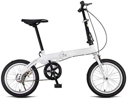 Gyj&mmm Folding Bike Gyj&mmm Folding bicycles, adult men and women ultralight portable bicycles, commuters, adjustable handlebars and seats, aluminum frame, single speed 16 inch, White