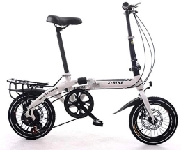 Gyj&mmm Bike Gyj&mmm Folding bike, unisex alloy city bike 14 inches, with adjustable handlebar and seat single speed, comfortable saddle, lightweight, suitable for shoppers, White