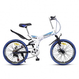 Gyj&mmm Bike Gyj&mmm Folding mountain bike, adult lightweight unisex city bike 22 inch rim aluminum frame with adjustable seat, 7 speed disc brake portable, Blue