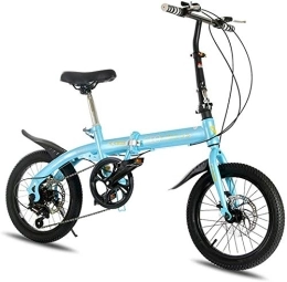 Gyj&mmm Unisex folding bike, ultra light folding bike, urban folding pedal bike, aluminum alloy, adjustable handlebar and seat, disc brake 125 * 97cm,Blue