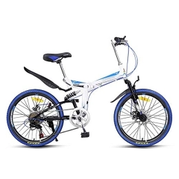 Gyj&mmm Folding Bike Gyj&mmm Variable speed folding bike, 7-speed mountain bike, unisex double shock-absorbing urban folding pedal bike, comfortable adjustable seat cushion saddle, Blue
