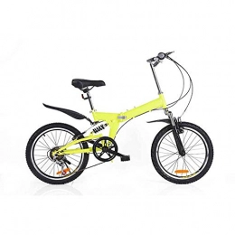 Gyj&mmm Folding Bike Gyj&mmm Variable speed folding mountain bike bicycle, 20 inch 6 speed aluminum alloy steel ring, anti-skid tire, special shock absorber, rubber handle, Yellow