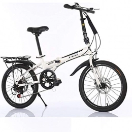 GYL Bike GYL Eco-Friendly And Comfortable Folding Speed Bike for Students 20 Inch Light Off-Road Upgraded Folding Technology, White