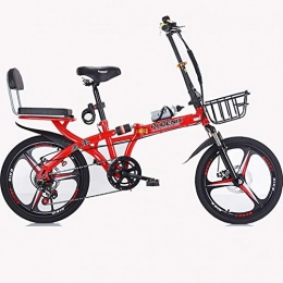GYL Folding Bike GYL Light 16 / 20 Inch Folding Speed Bicycle for Adults And Students Upgraded Dual Shock Absorption System Three Types of Tires Are Available, Red, 16inch