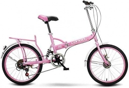 GYLEJWH Folding Bike GYLEJWH 16 Inch Foldable Self-Adult Adult Men And Women Portable Commuter Variable Speed Bicycle Shock Absorption Bicycle, Pink