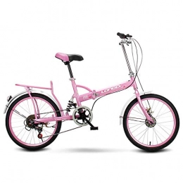 GYLEJWH Bike GYLEJWH 20 Inch Foldable Men And Women Folding Bicycle Adult Men And Women Portable Commuter Car, Pink