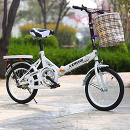 GYLEJWH Folding Bike GYLEJWH 20-Inch Lightweight Alloy Folding Bicycle, Women's Lightweight Adult Ultralight Variable Speed Portable Primary School Male Bicycle, White