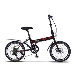 GYNFJK 20 inch variable speed Folding Bike student adult Road Bikes double disc brake shock absorber bicycle Travel Cycling,Black