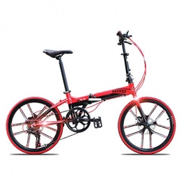 GYNFJK Bike GYNFJK Folding Bike Lightweight Unisex Bicycles Travel Cycling Road Bikes Convenient and durable Foldable Frame Portable bicycle, blackred